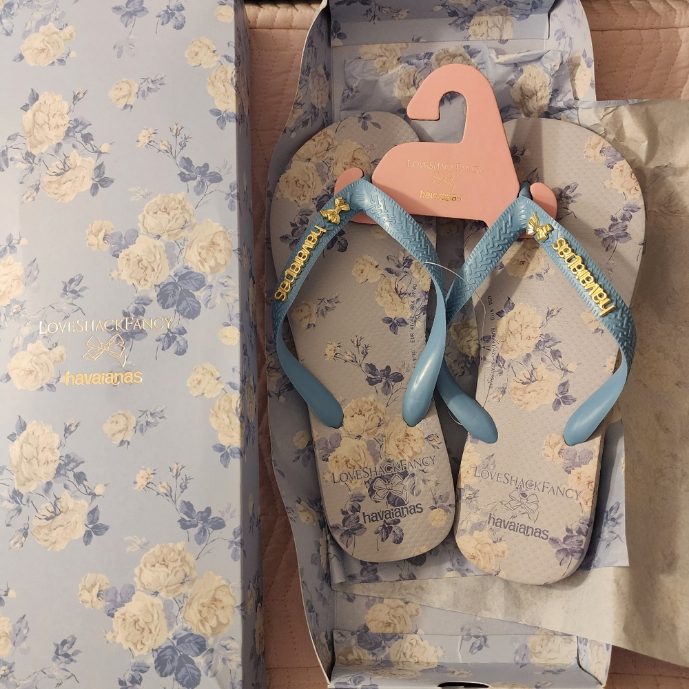 Havaianas x LoveShackFancy Top Everblooming Rosettes Womens Flip Flop 11/12 NWT